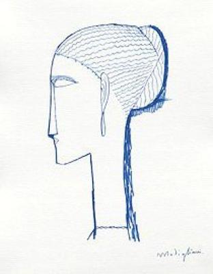 Female Head with Earring art print by Amedeo Modigliani