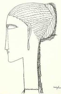 Female Head with Earring art print by Amedeo Modigliani