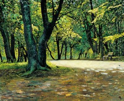 Weg mit Bank (signed) art print by Andreas Scholz