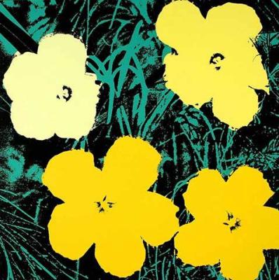 Flowers (Yellow on Black) art print by Andy Warhol