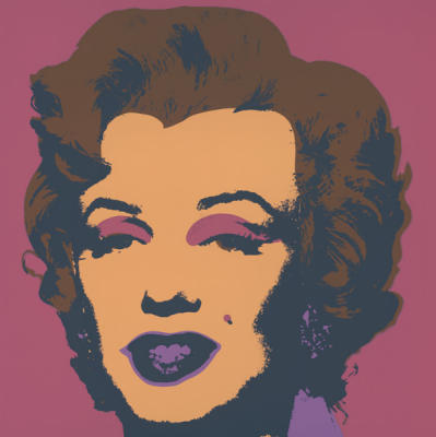 Marilyn (Gold, Coal and Brown on Pink) art print by Andy Warhol