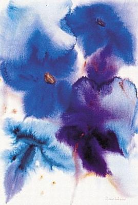 Blaue Blumen art print by Anne Schr�er