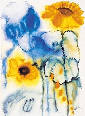 Iris und Sonnenblumen art print by Anne Schr�er