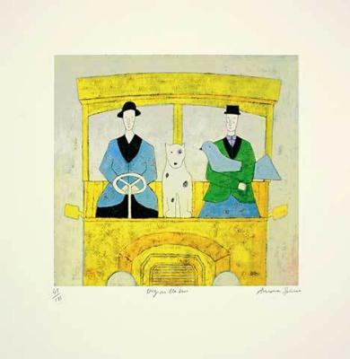 Dog on a Bus art print by Annora Spence
