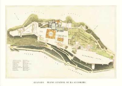 Granada - Alhambra Lageplan art print by Architekturplakate