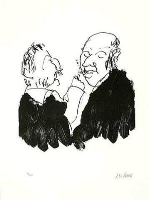 Mann gibt anderen Feuer art print by Armin Mueller-Stahl