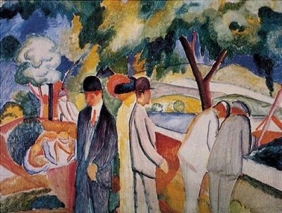 Gro�er heller Spaziergang art print by August Macke