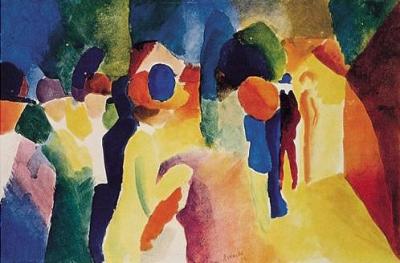 Mit gelber Jacke art print by August Macke