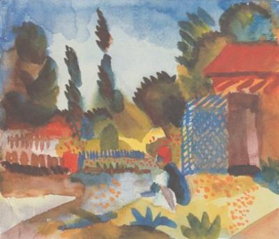 Mit sitzendem Araber (1914) art print by August Macke