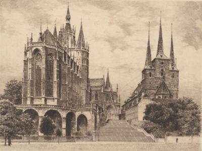 Erfurt, Dom und Severinkirche art print by Bruck