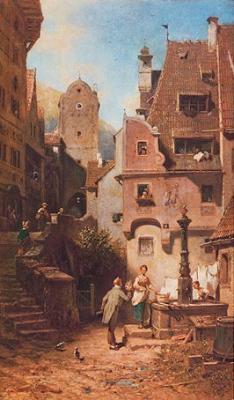 Hochzeiterbrunnen art print by Carl Spitzweg