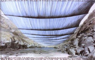Over the River IV Under, hand-signed art print by Christo