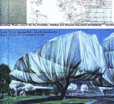 Wrapped Trees Nr. I , hand-signed art print by Christo