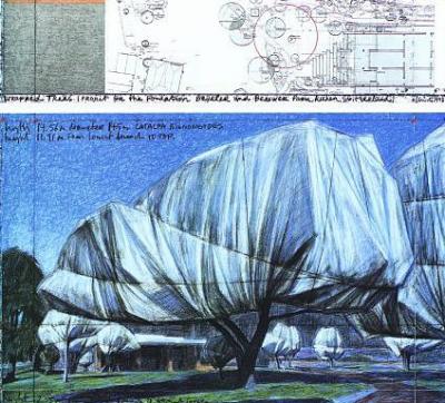 Wrapped Trees Nr. I (Riehen) art print by Christo