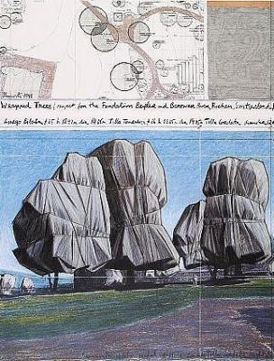 Wrapped Trees Nr.II (Riehen) art print by Christo
