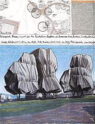 Wrapped Trees Nr.II, hand-signed art print by Christo