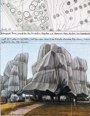 Wrapped Trees Nr.III, hand-signed art print by Christo