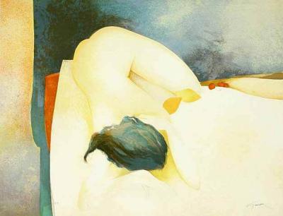 Akt mit Kirsche art print by Claude Gaveau