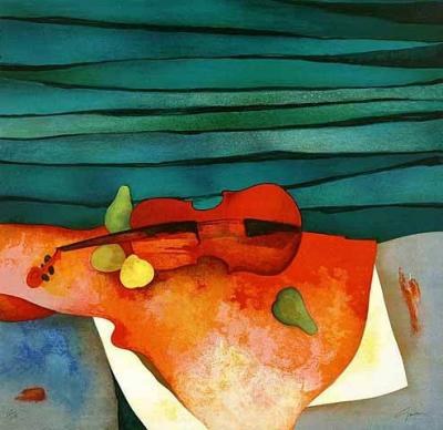 Rote Geige art print by Claude Gaveau