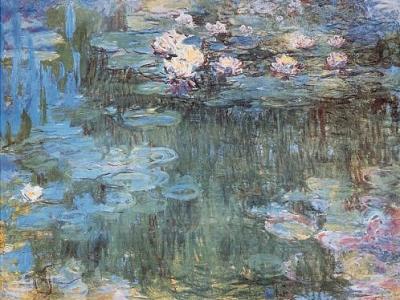 Purple Waterlilies art print by Claude Monet