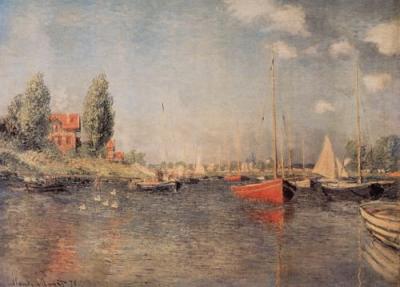 The red boats art print by Claude Monet