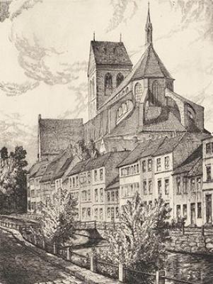 Wismar, Nicolaikirche (etching) art print by Eichler