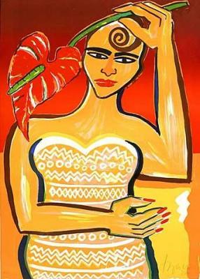 Orange art print by Elvira Bach