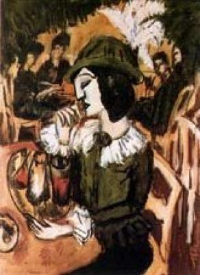 Gr�ne Dame im Gartencafe art print by Ernst Ludwig Kirchner