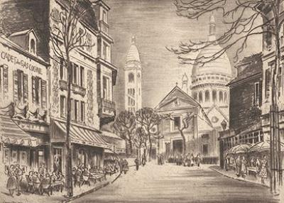 Paris, Montmartre (etching) art print by Fritz