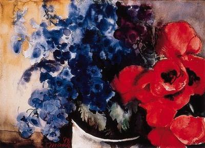 Mohn u.Rittersporn art print by Gisela Maack