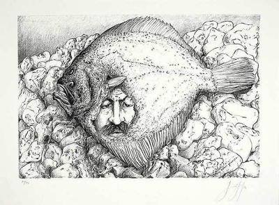 Selbstportr�t (Ich bin dabei gewesen) art print by Guenter Grass
