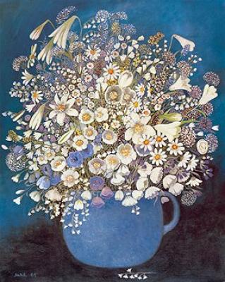 Blauwei�er Sommerstrau� art print by Heide Dahl