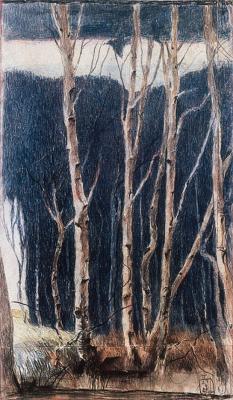 Blaue Birken (Klein) art print by Horst Janssen