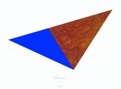 Dreieck Rost & Blau, Collage art print by J�rgen Freund