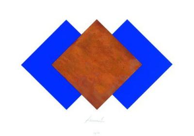 Quadrate Rost & Blau art print by J�rgen Freund