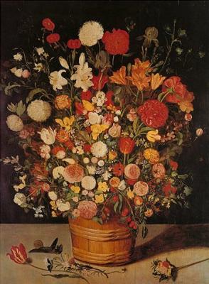 Blumenstrauss mit Schnecke art print by Jan Bruegel The Younger