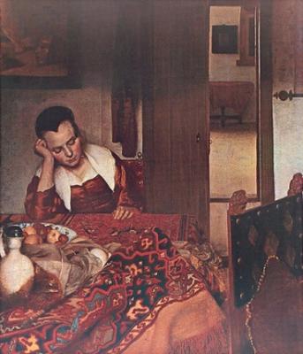 Girl Asleep, 1656 art print by Jan Vermeer
