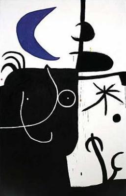 Dona davant la luna II, 1974 art print by Joan Miro