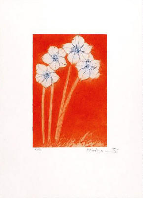Vier auf orange art print by Josef Hirthammer