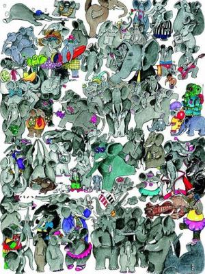 100 Elephants and a Mouse art print by Kevin Whitlark