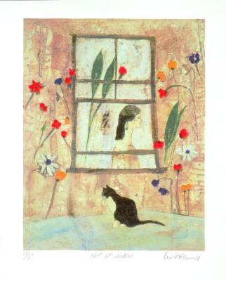 Cat at Window art print by Leo McDowell