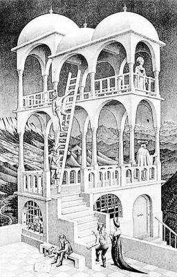 Belvedere art print by M.C. Escher
