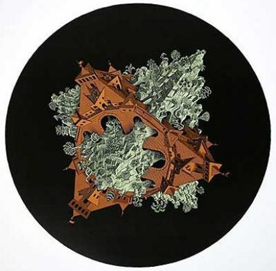 Doppelplanetoid art print by M.C. Escher