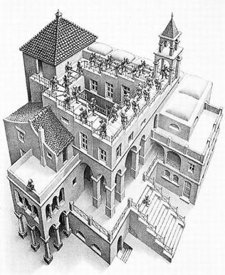 Trepp auf, Trepp ab 23 art print by M.C. Escher
