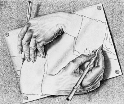 Zeichnen art print by M.C. Escher