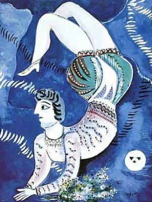 Acrobat art print by Marc Chagall
