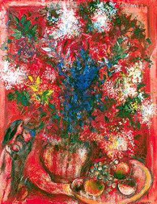 Die roten Blumen (1950) art print by Marc Chagall