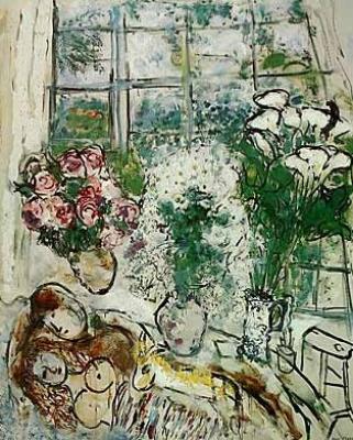 The white Window art print by Marc Chagall