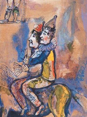 Zwei Clowns zu Pferd art print by Marc Chagall