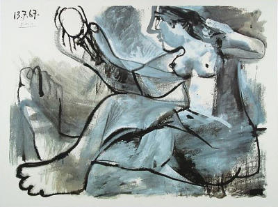 Akt mit Spiegel (1967) art print by Pablo Picasso